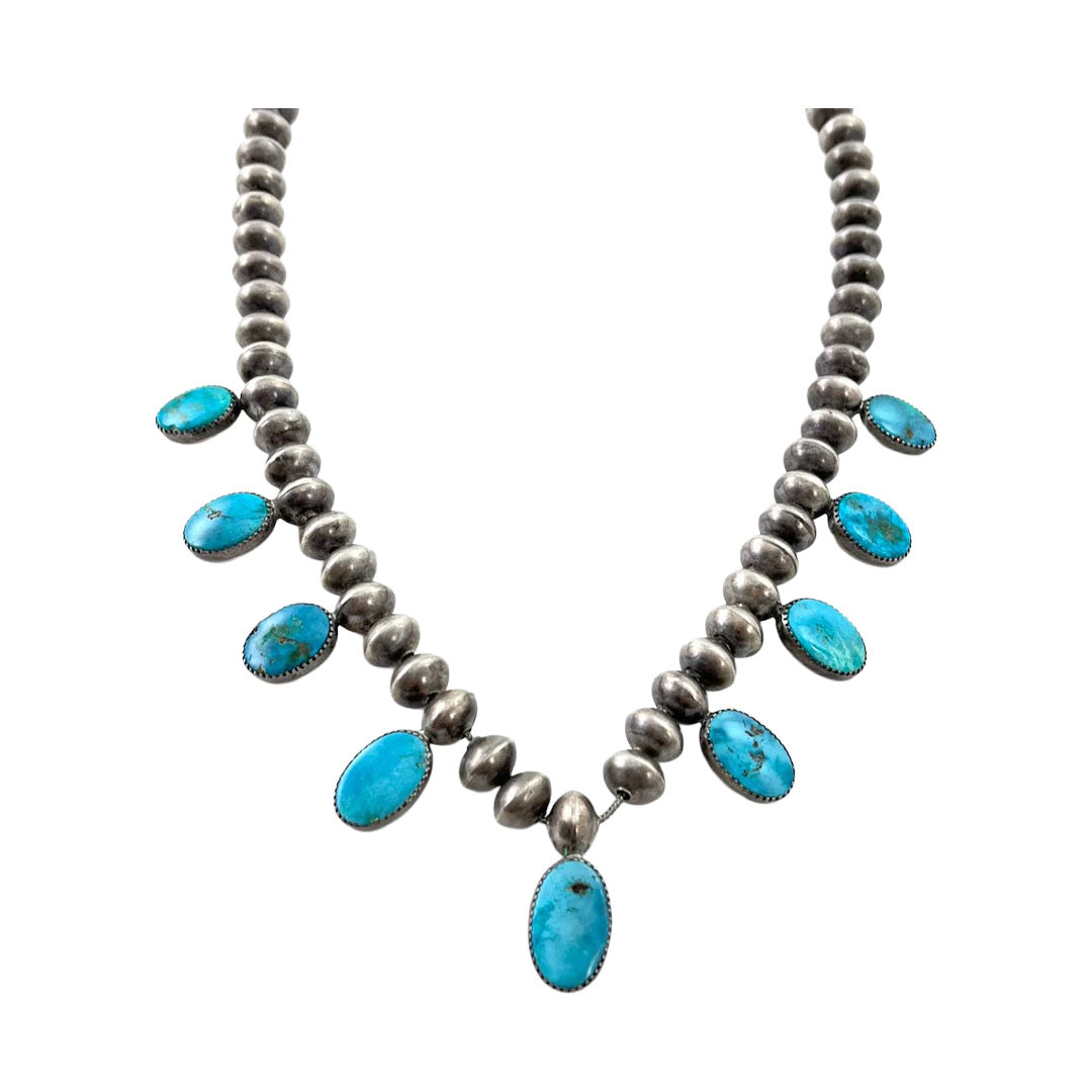 Nine Stone Blue Gem Necklace