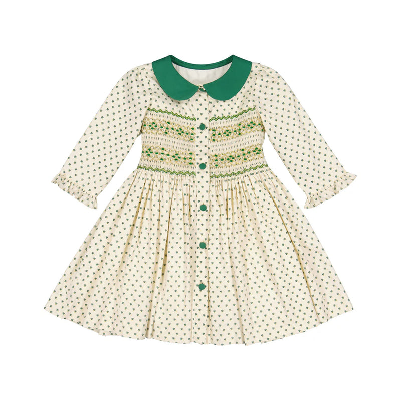 Olympe Green Long Sleeve Smocked Dress