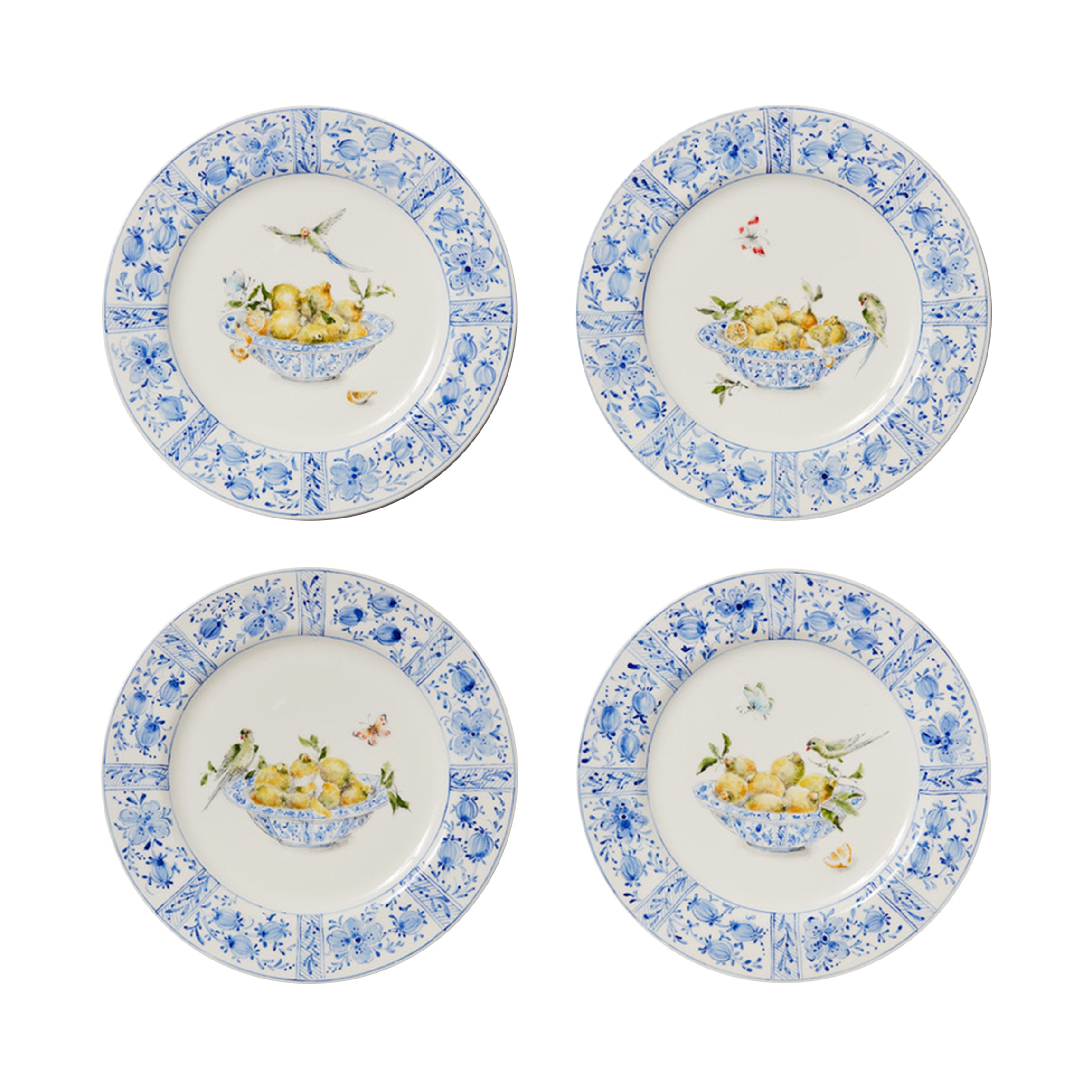 Delft Plates in Lemons, Set of 4