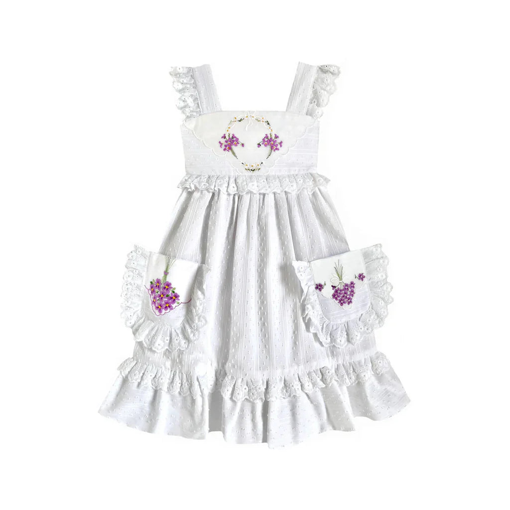 Heirloom Handkerchief Dress in Lavender Floral Wreath, 4T