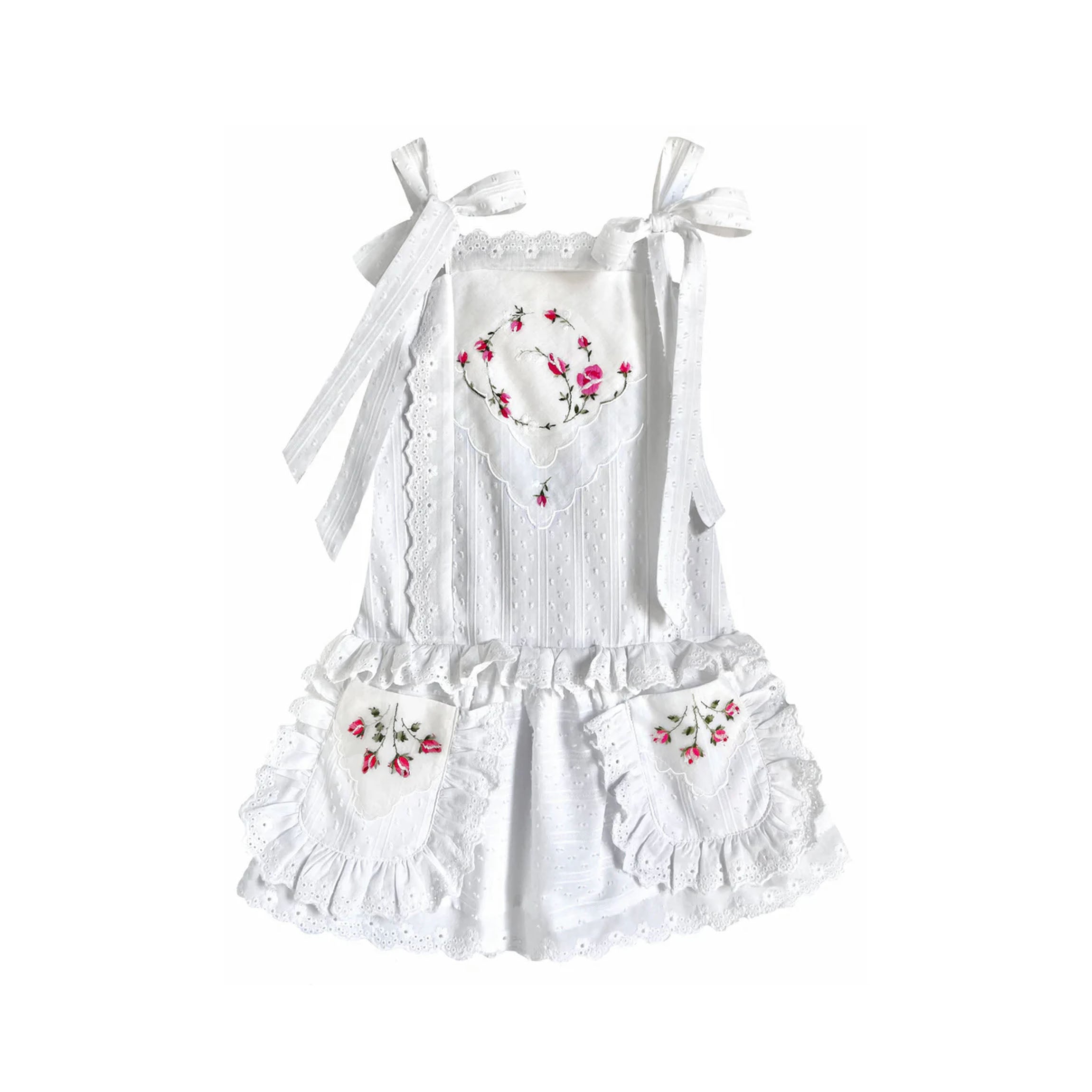 Heirloom Handkerchief Drop-Waist Dress in Swirling Pink Rosebuds, 4T