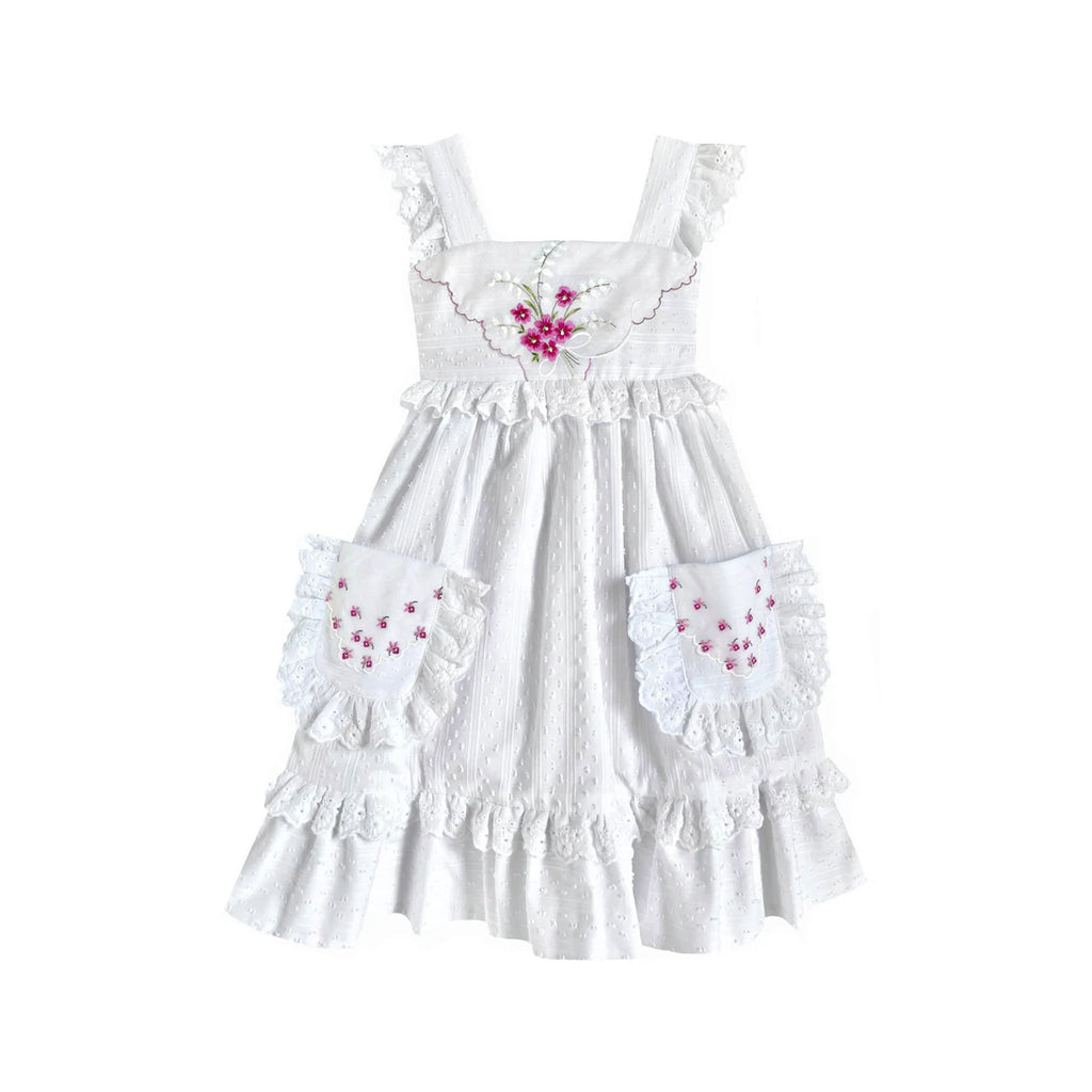 Heirloom Handkerchief Dress in Orchids & Snowdrops, 4T