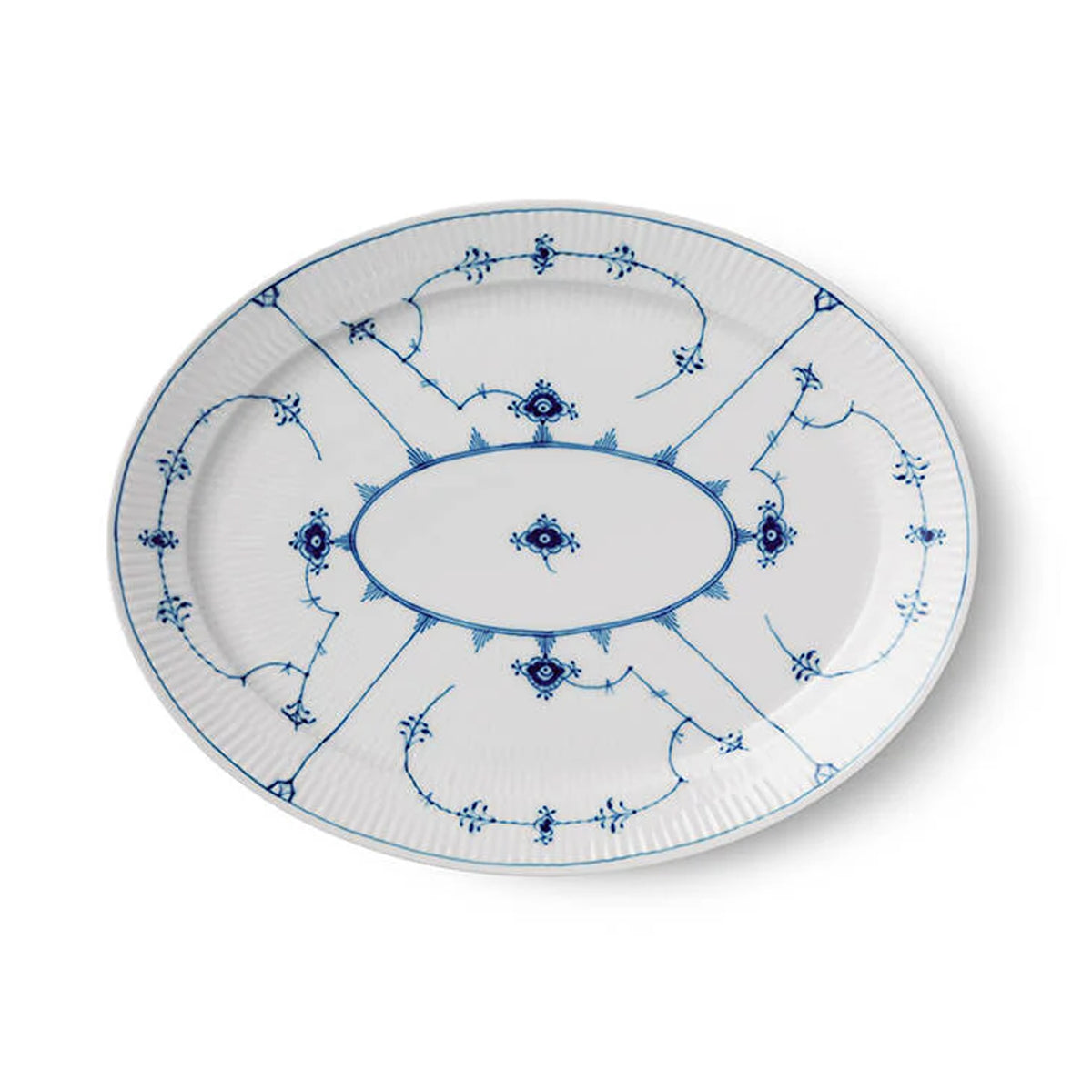 Blue Fluted Plain Oval Platter 13.5"