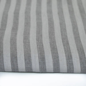 Linen Tablecloth in Oatmeal & Gray Stripe