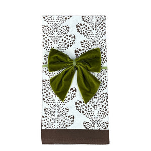 Sage Green Bow Velvet Napkin Ties, Set of 4