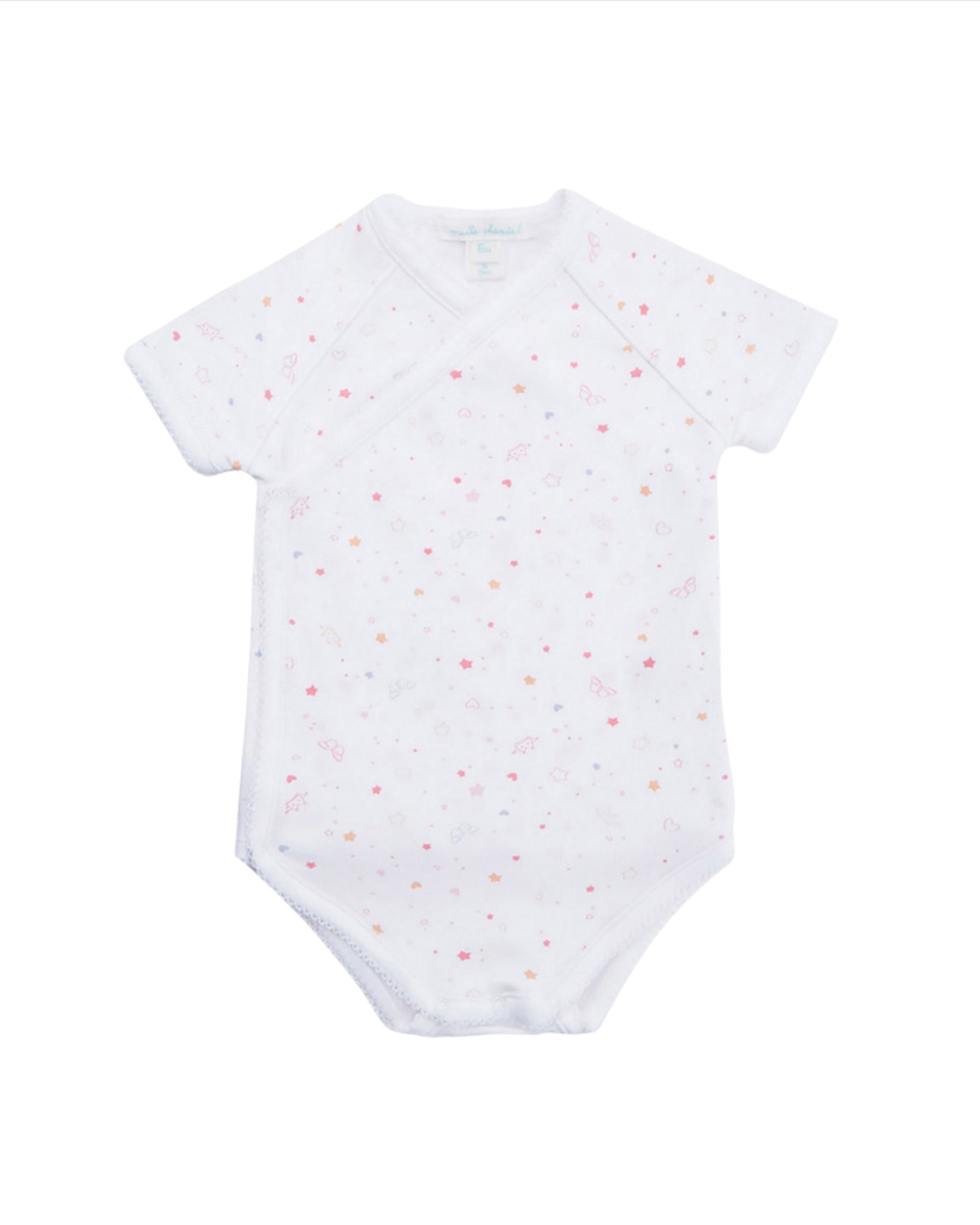 Star & Crown Pima Cotton Wrap Onesie in Pink