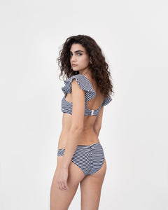 Orelia Bikini Bottom in Maritime Blue & White