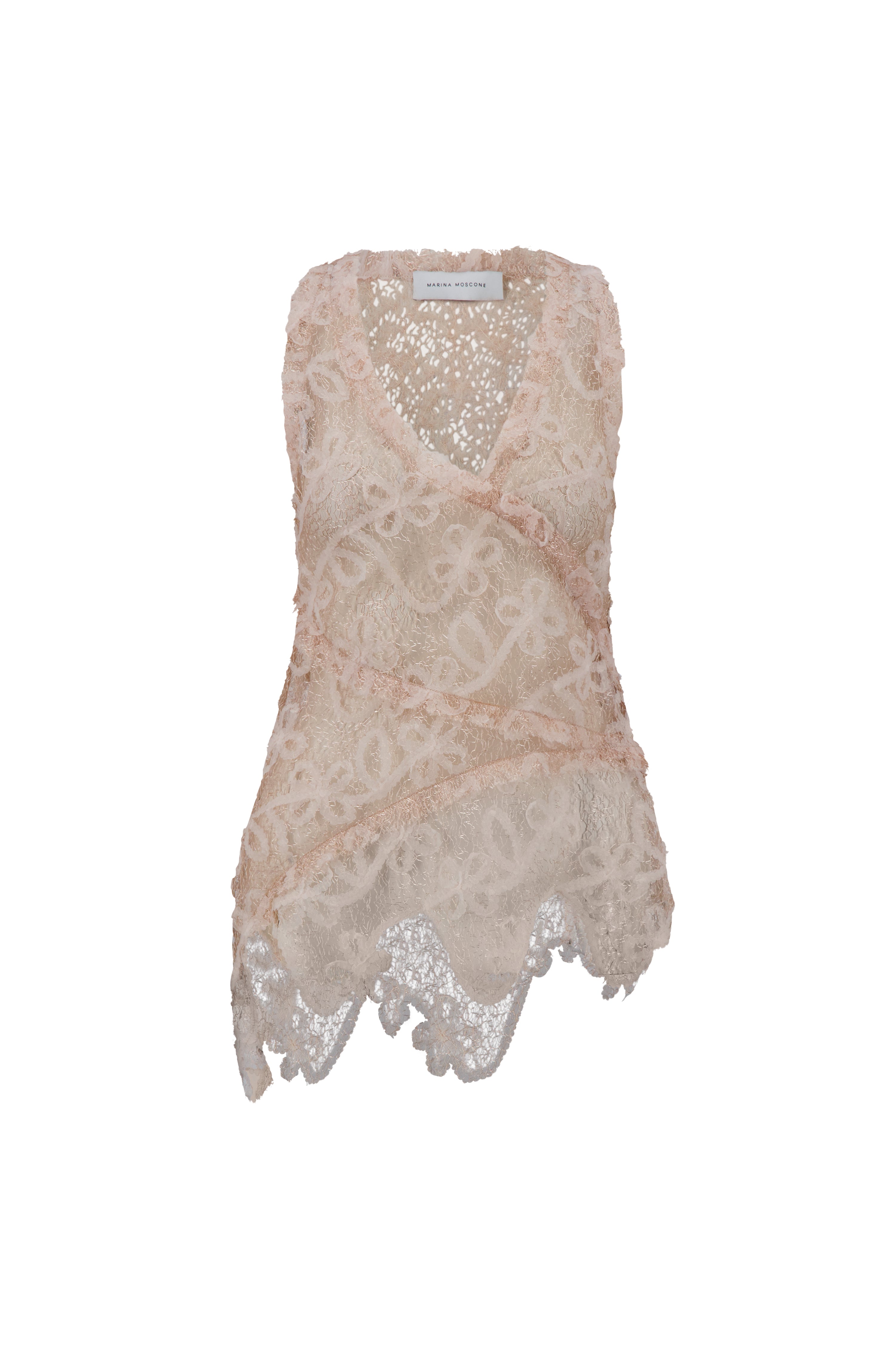 Lace Patchwork Top in Nude