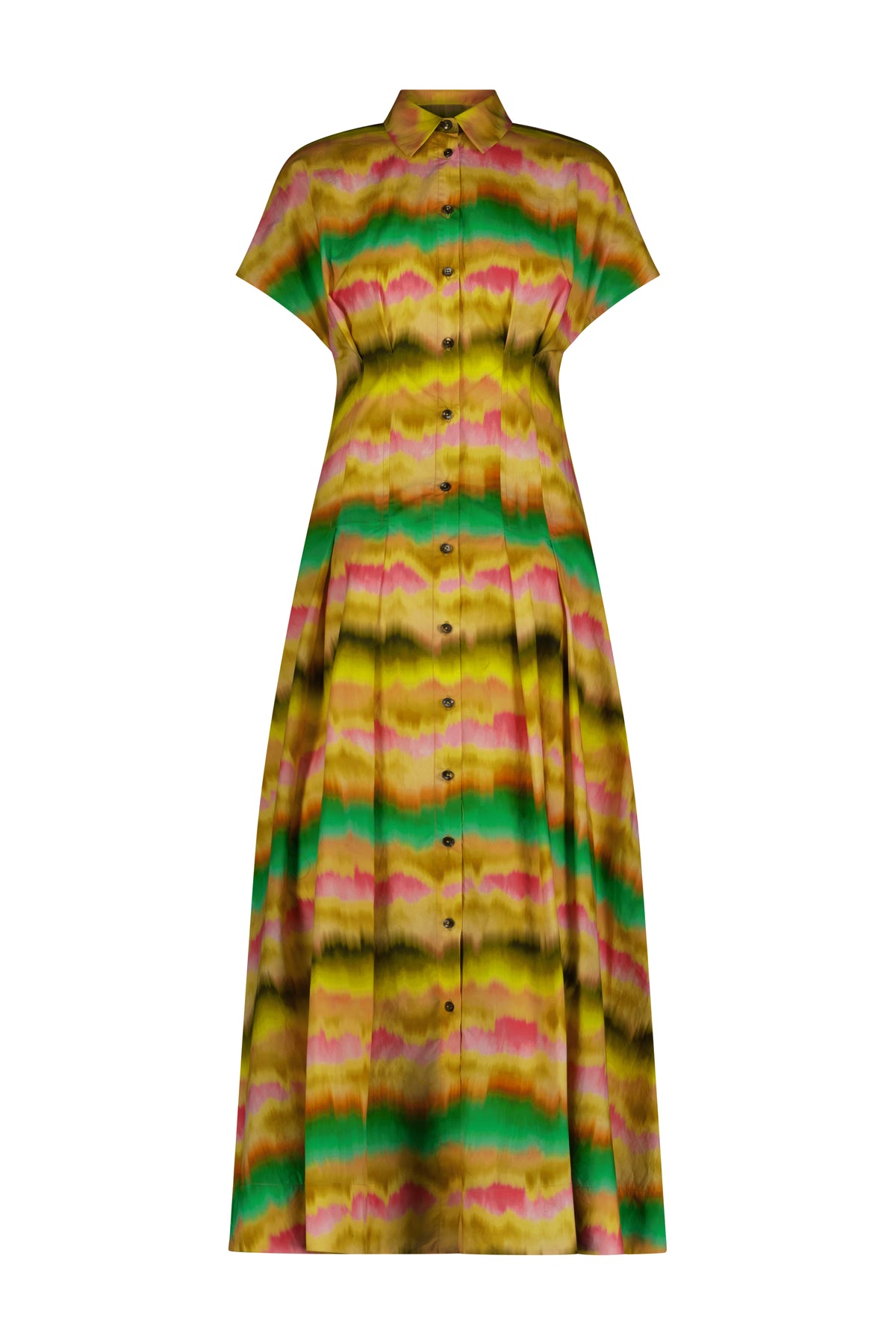 Sunset Cotton Seam Detail Shirtdress in Multi
