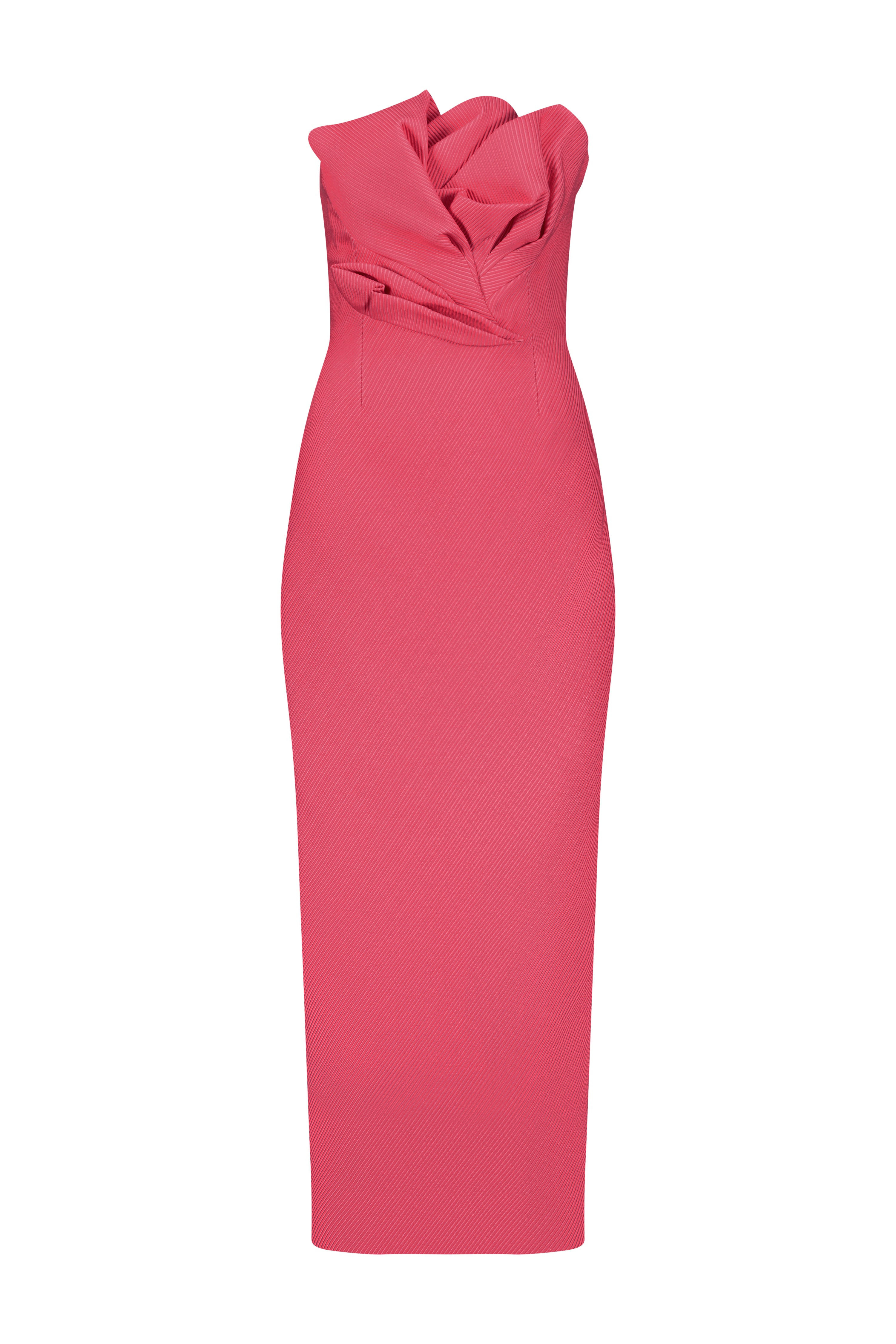 Textured Satin Draped Tulip Sheath in Berry