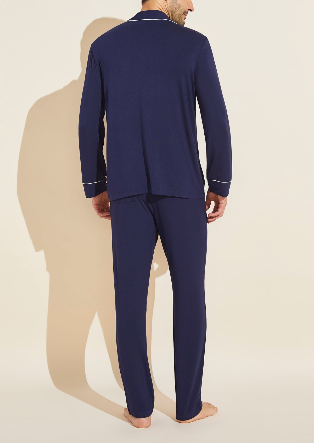 William TENCEL™ Modal Long PJ Set in True Navy/Ivory