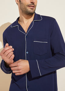 William TENCEL™ Modal Long PJ Set in True Navy/Ivory