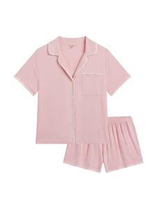 Frida Short PJ Set in Silver Pink/Ivory