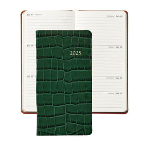 2025 6" Embossed Crocodile Leather Pocket Datebook