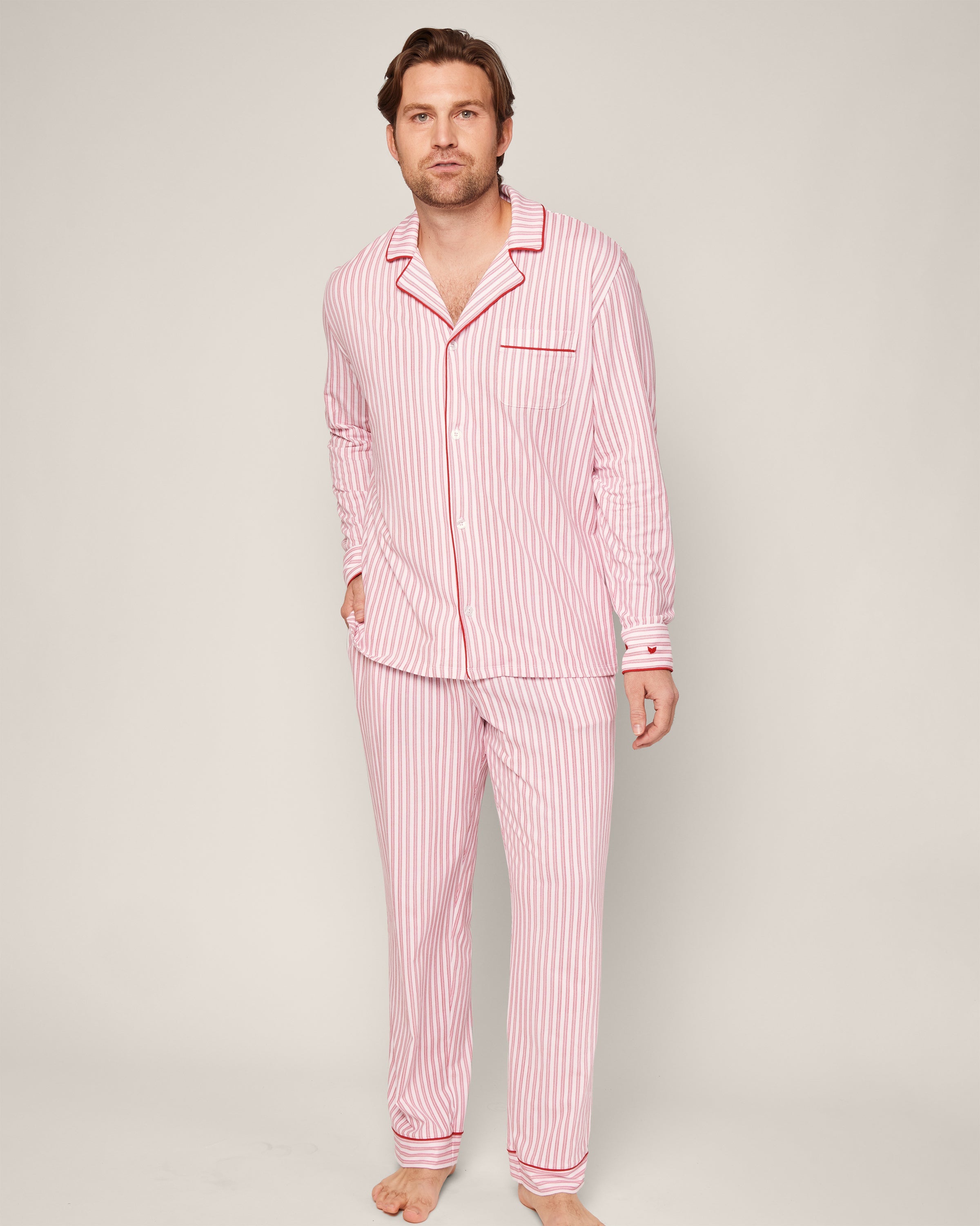 Men’s Pima Pajama Set in Antique Red Ticking