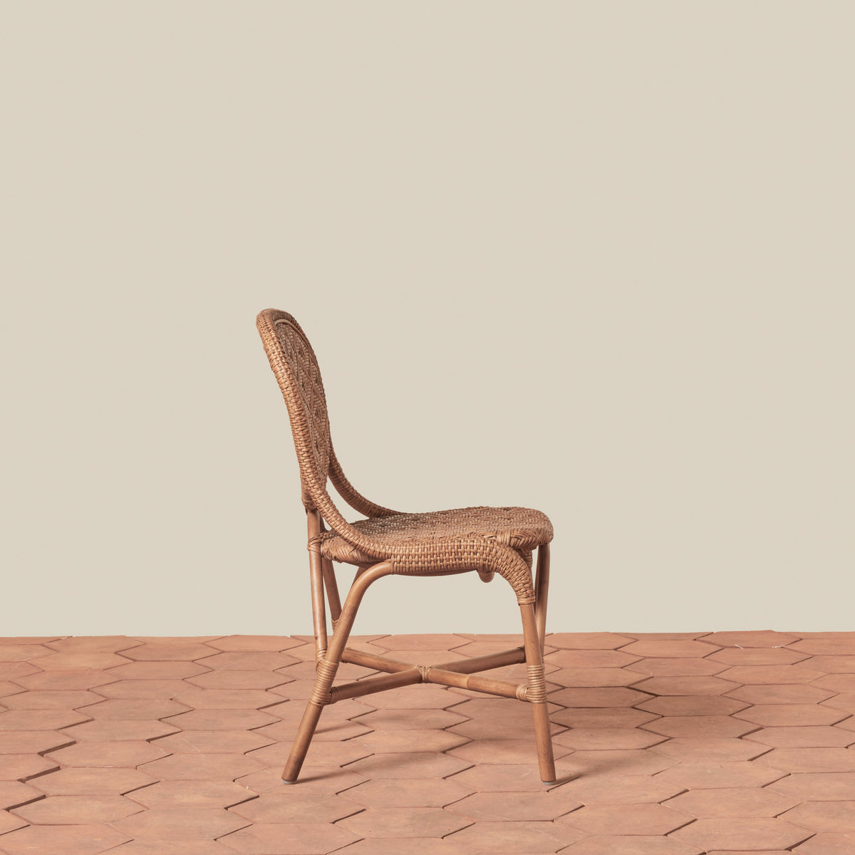 side angle of chair in brown