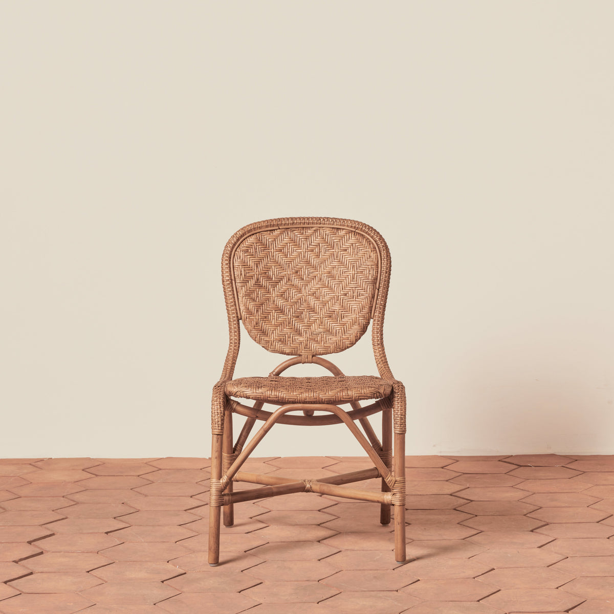 front of side chair in brown