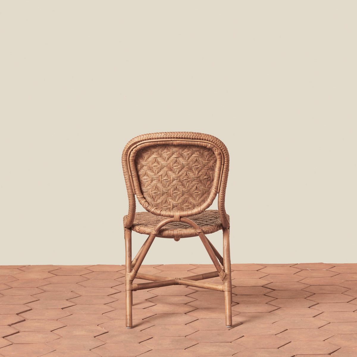 back of side chair in brown