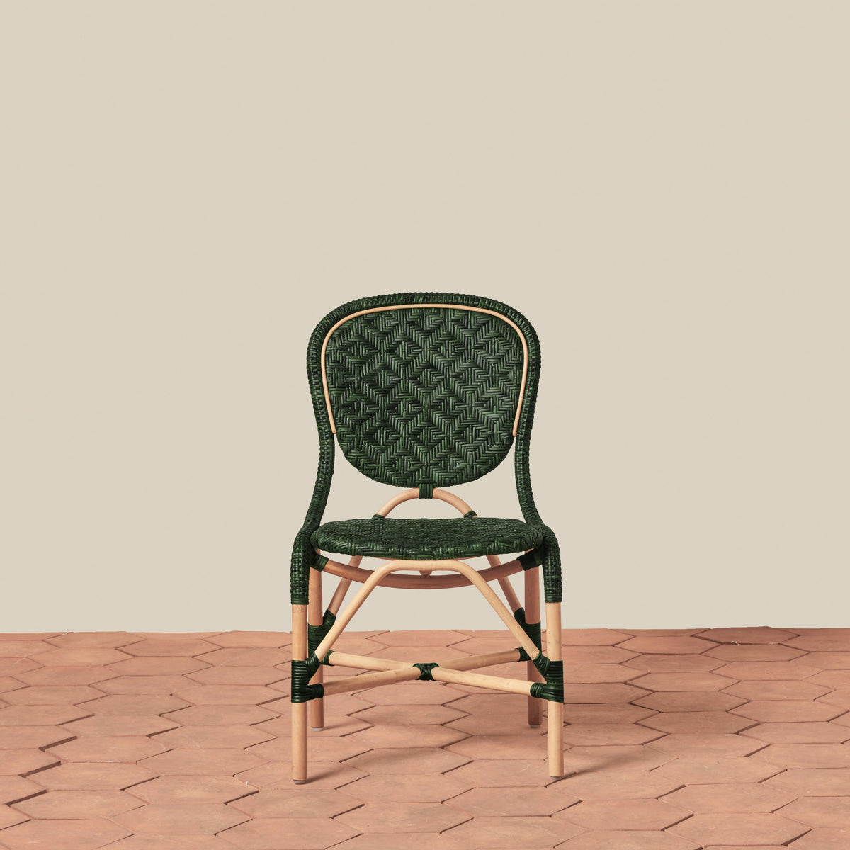 front angle of side chair in green
