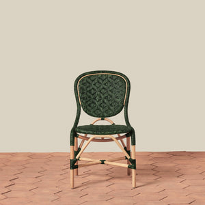 front angle of side chair in green