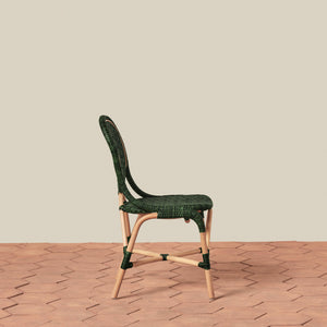side angle of side chair in green