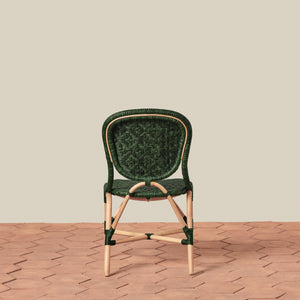 back angle of side chair in green