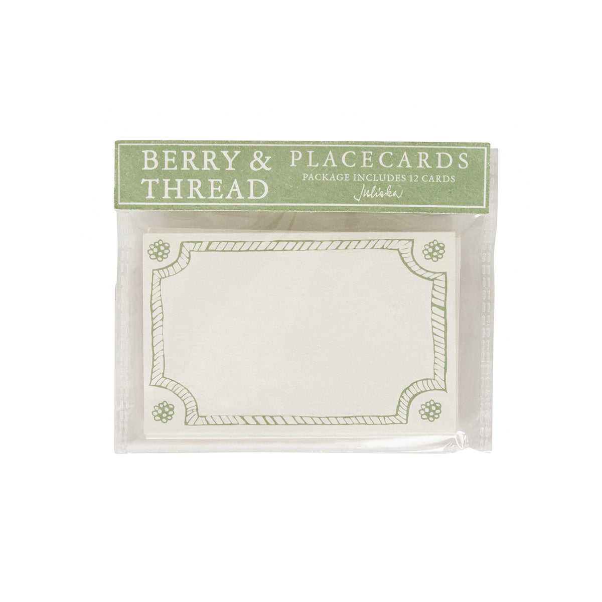 Berry & Thread Place Card, Set of 12 in Basil