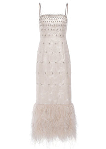 Astra Dress White Embellished Jacquard