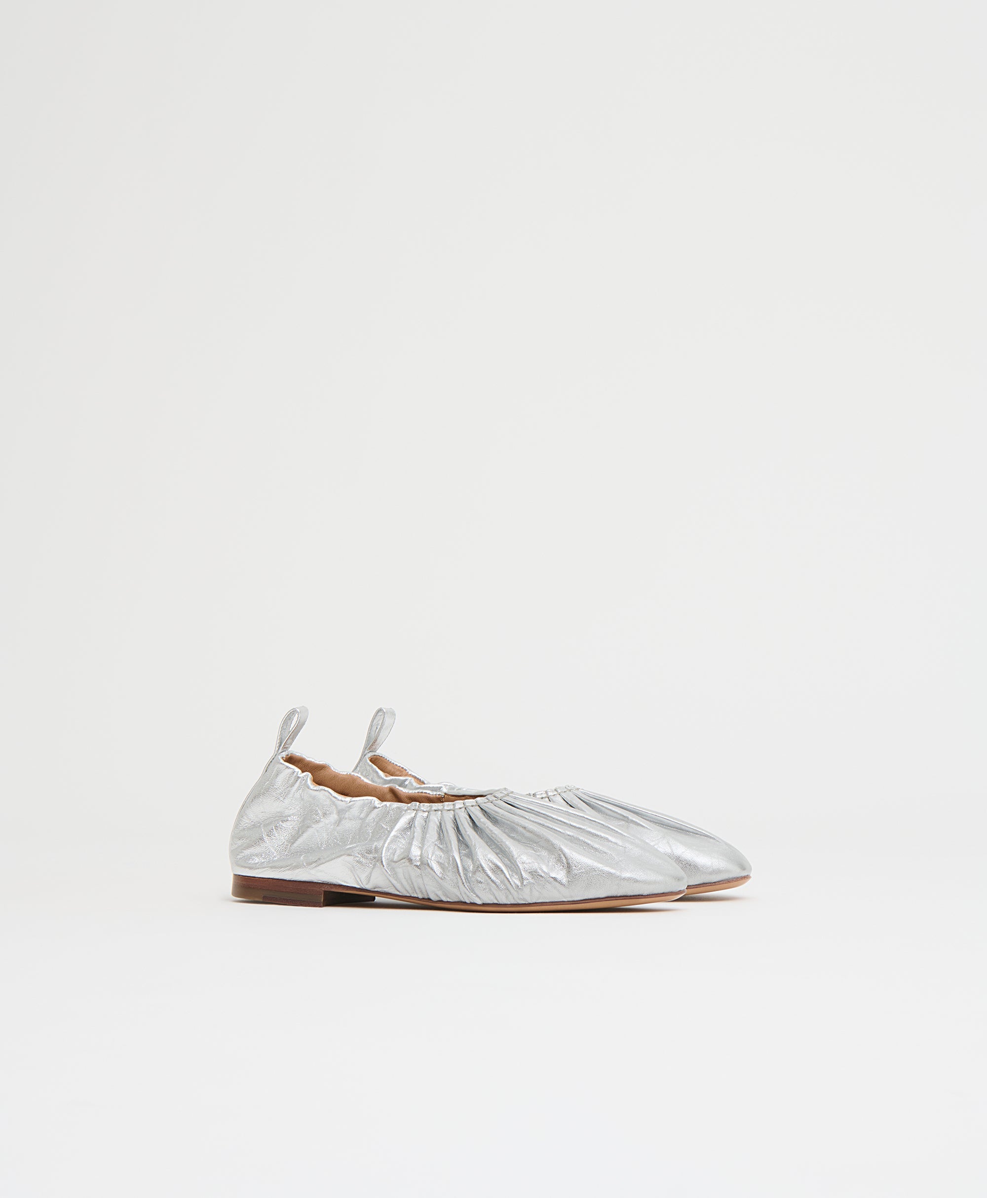 Ruched Ballerina in Crinkle Silver