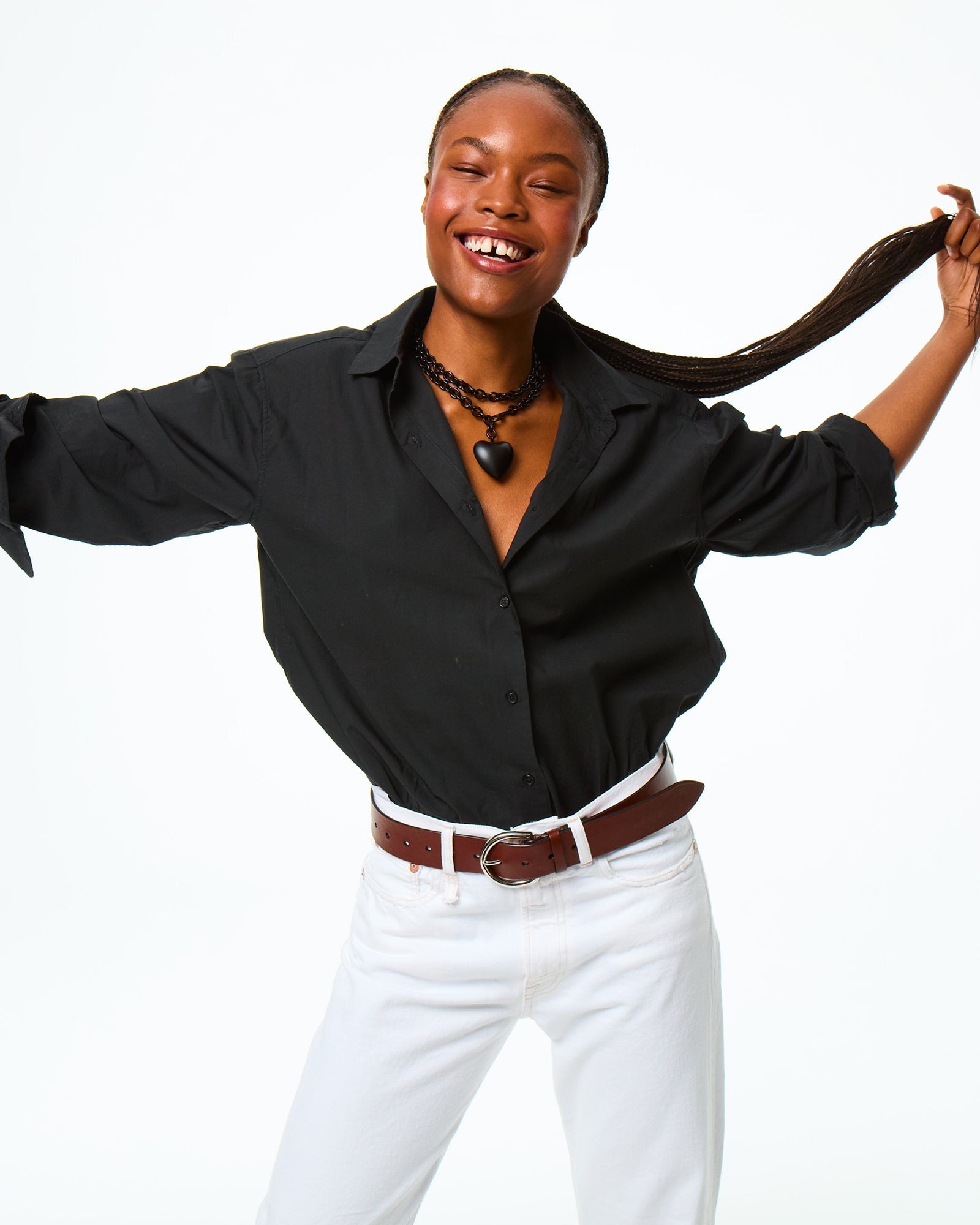 The Puffy Heart Necklace in Black