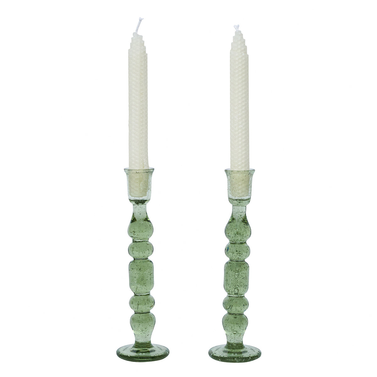 Provence 9" Candlestick, Set of 2 in Basil