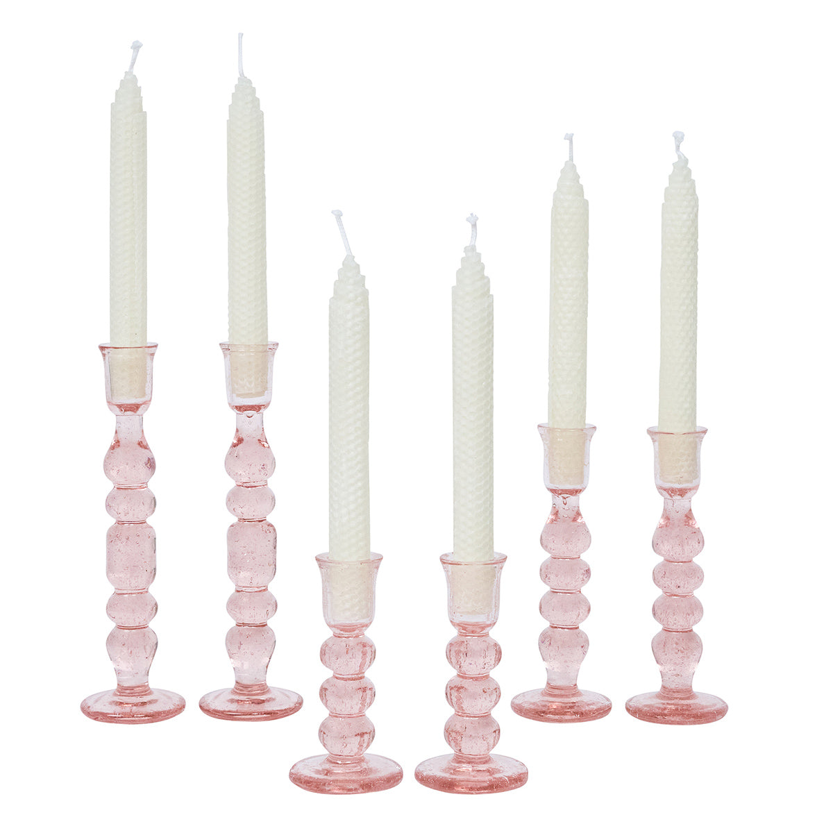 Provence 9" Candlestick, Set of 2 in Blush