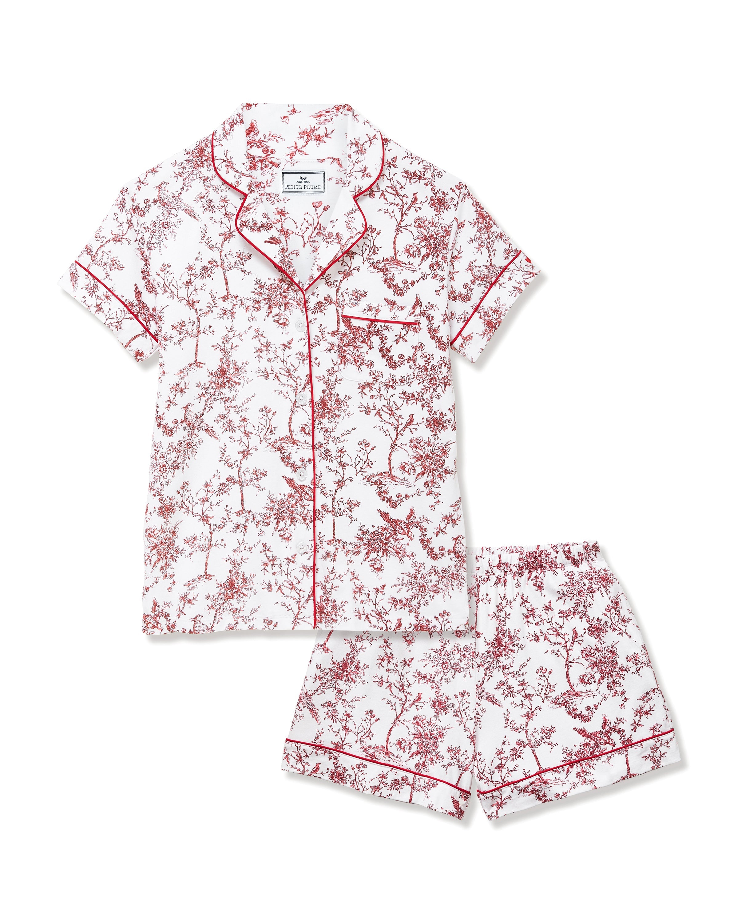 Women’s Pima Short Sleeve Short Set in Red Timeless Toile