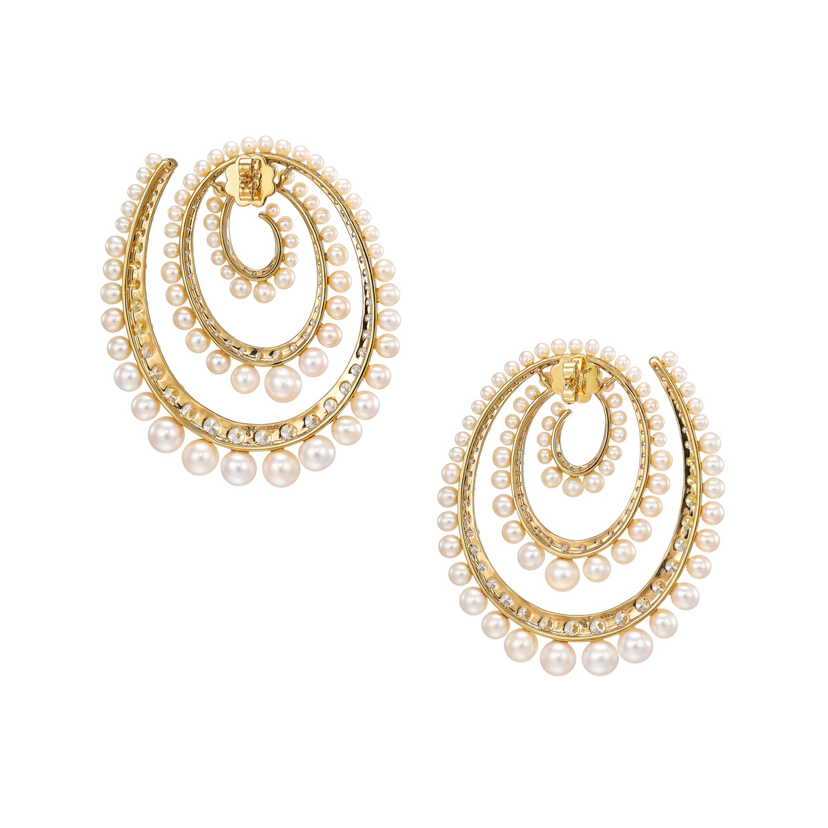 Pearl Vortex Hoop Earrings