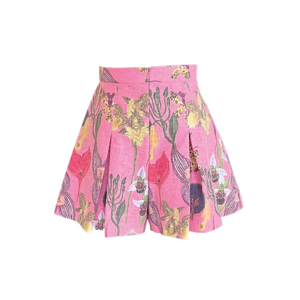 PERLA SHORTS IN BOTANICA PINK PRINT - No Pise La Grama Web