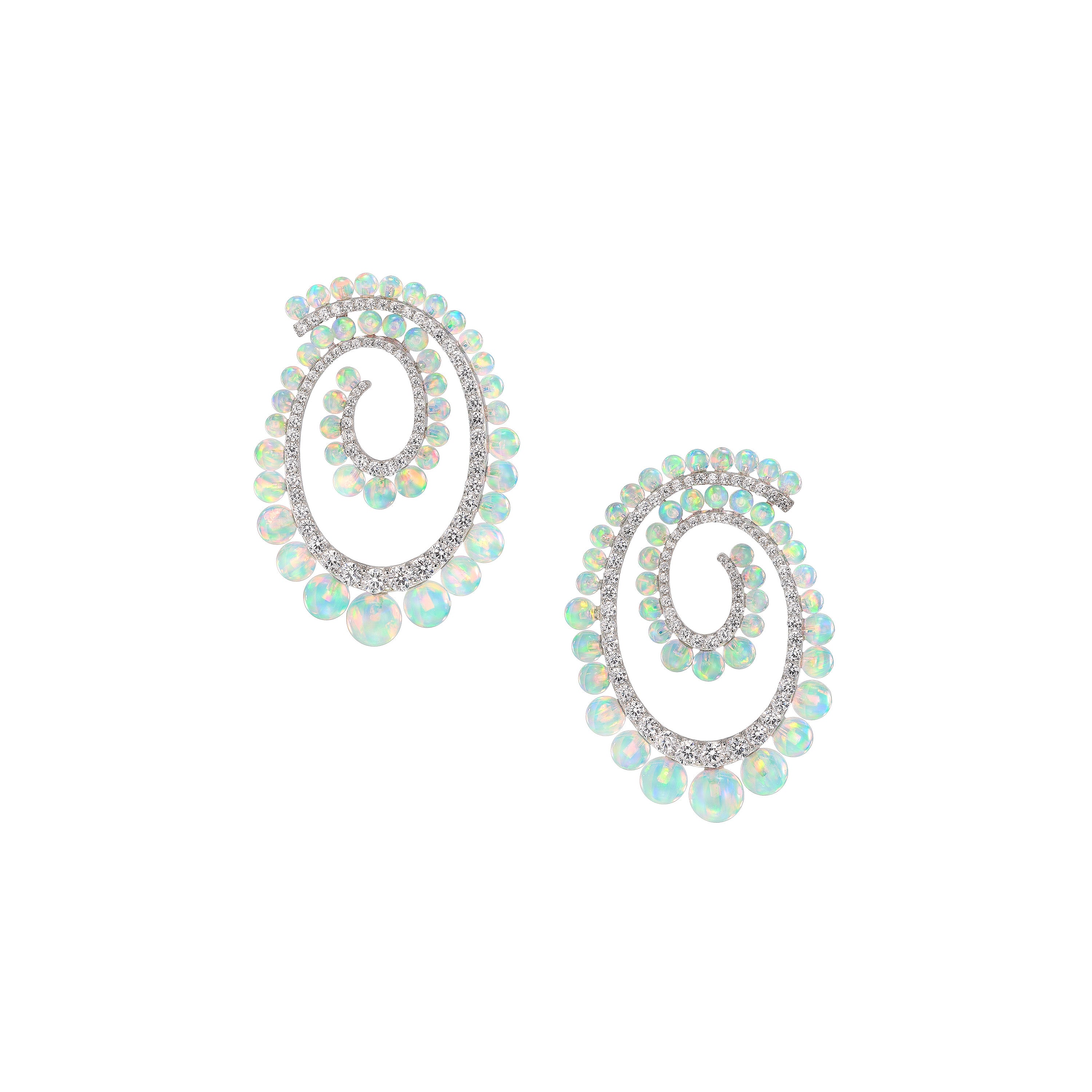 Petite Sky Opal Vortex Hoop Earrings