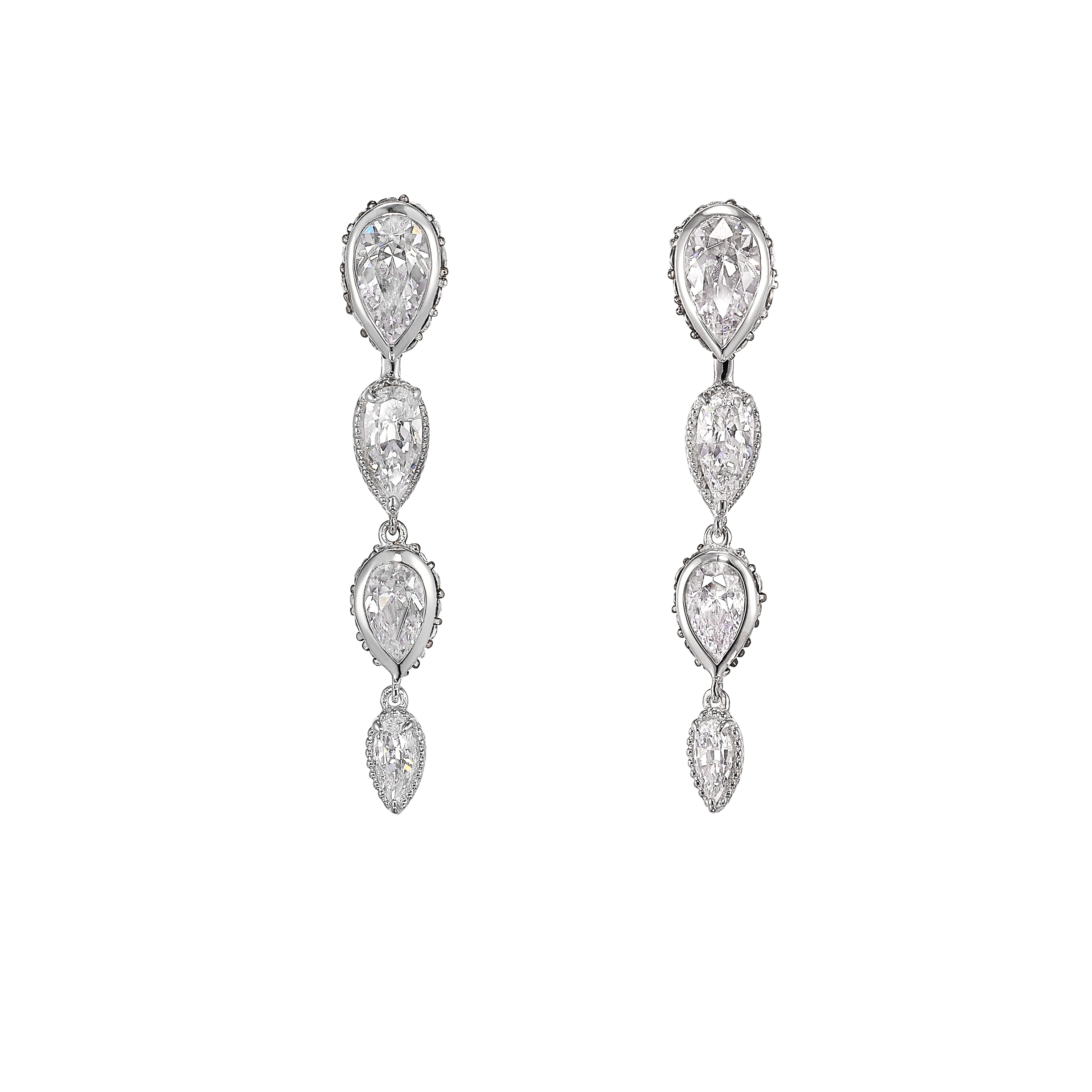 Mini Dew Drop Earrings: White Gold