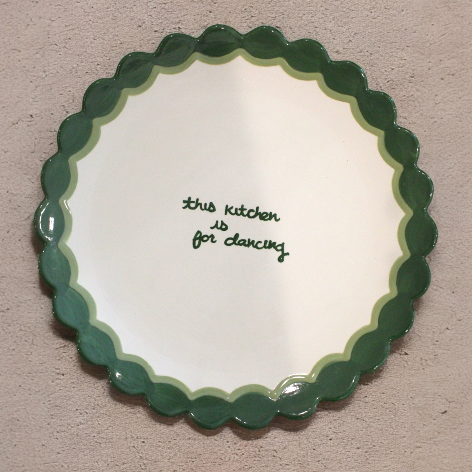 Hand-painted “This Kitchen is for Dancing” Scalloped Dinner Plate