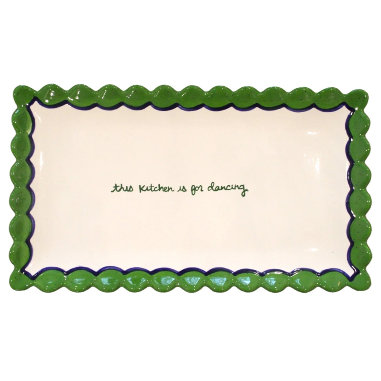 Hand-painted “This Kitchen is for Dancing” Scalloped Tray