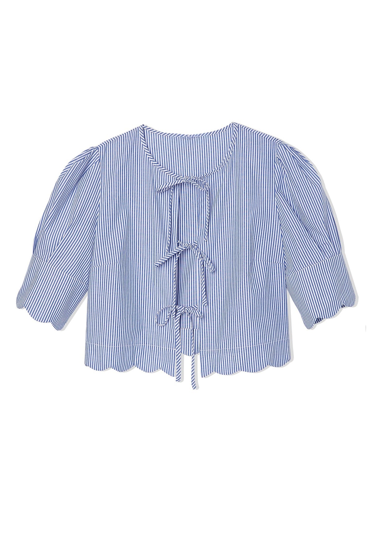 Scalloped Top in Blue Stripe
