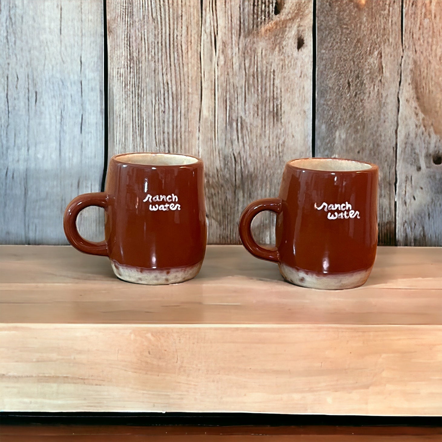 Hand-painted “Ranch Water” Coffee Mugs, Set of 2