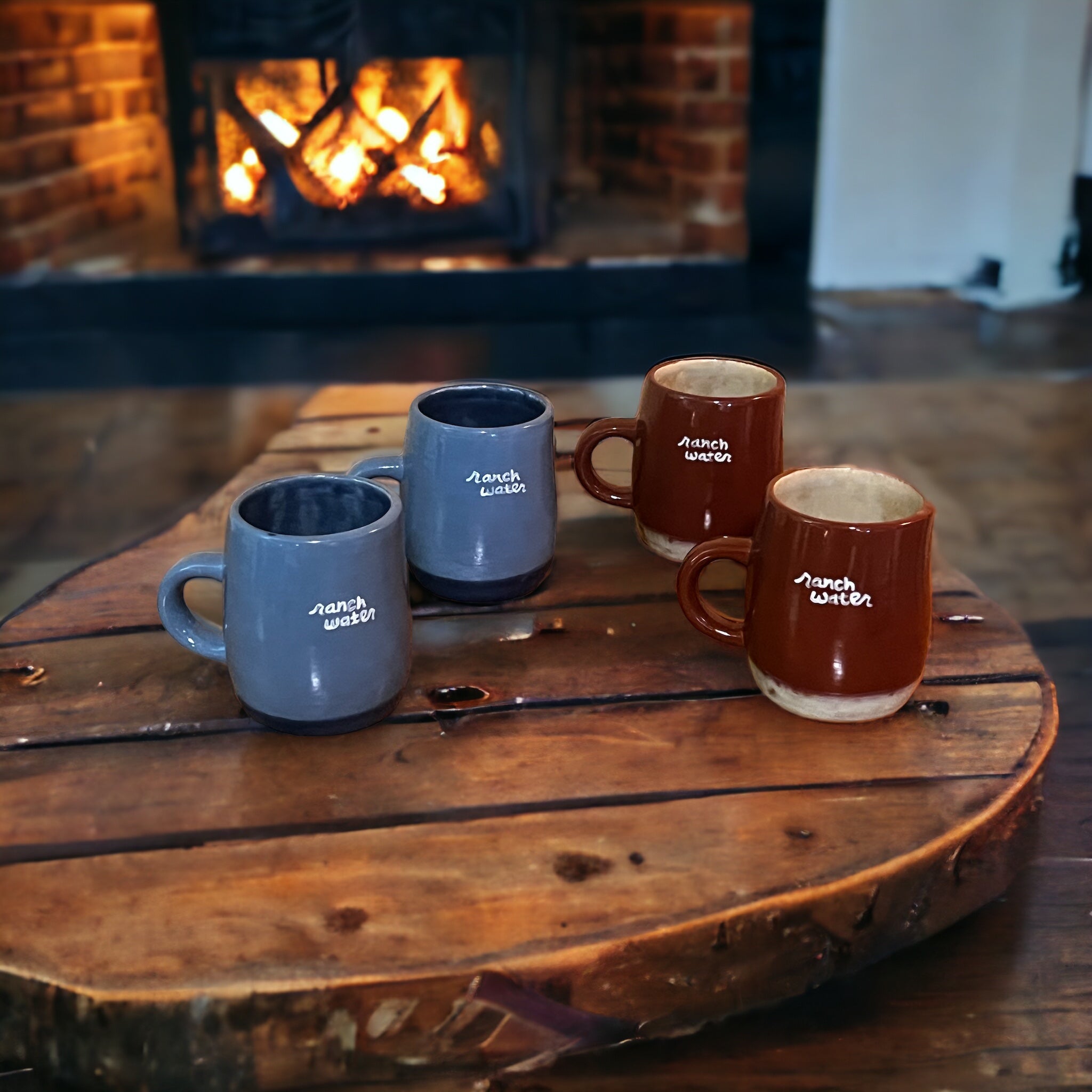 Hand-painted “Ranch Water” Coffee Mugs, Set of 2