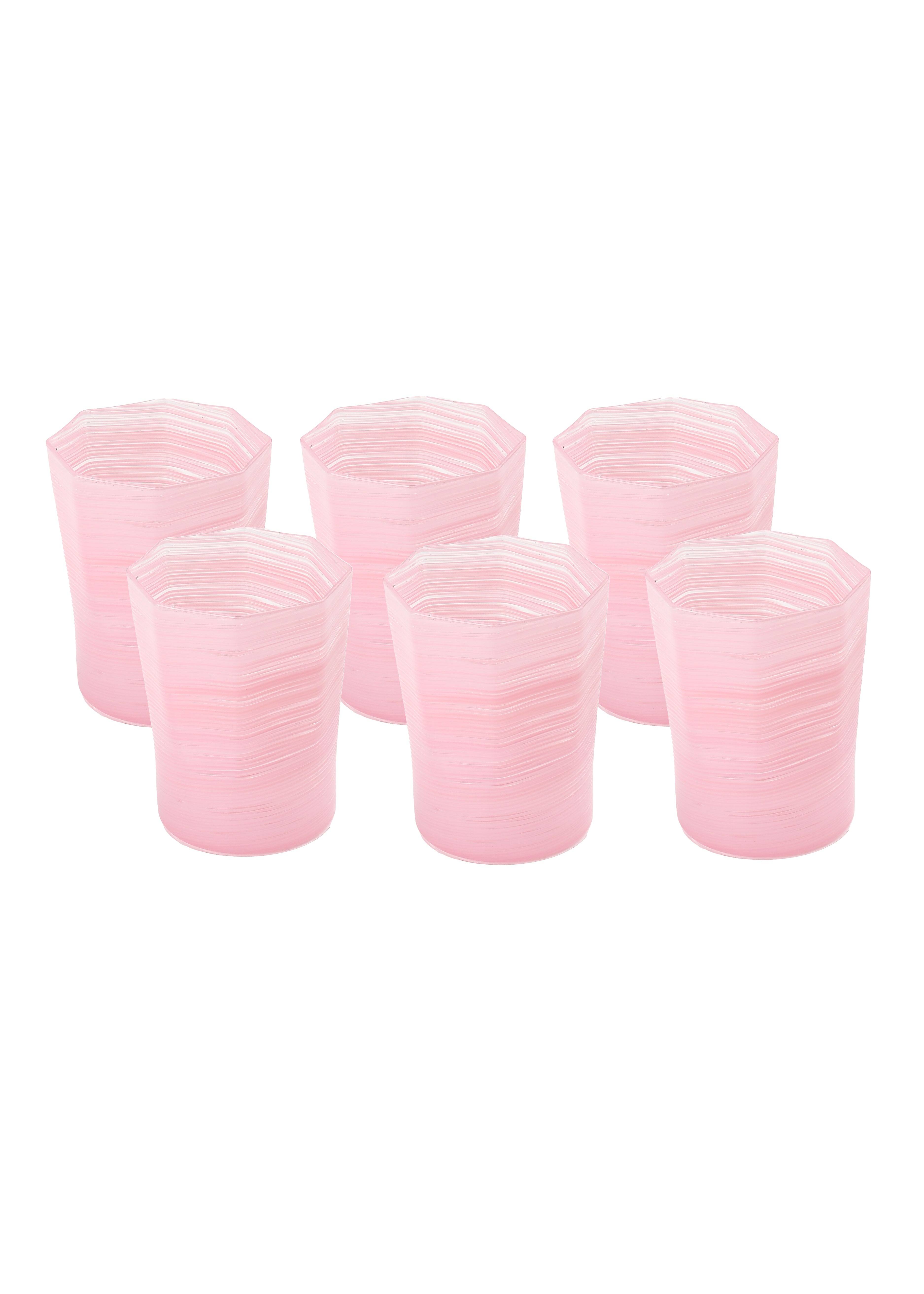 Short Hand Blown Tumbler in Pink, Set of 6