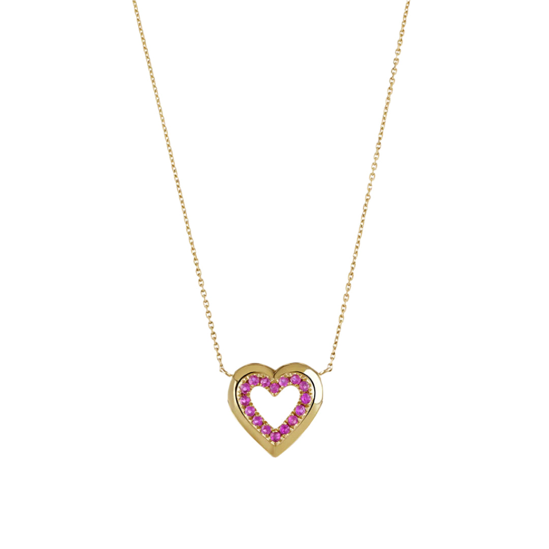 Pink Sapphire Heart Necklace