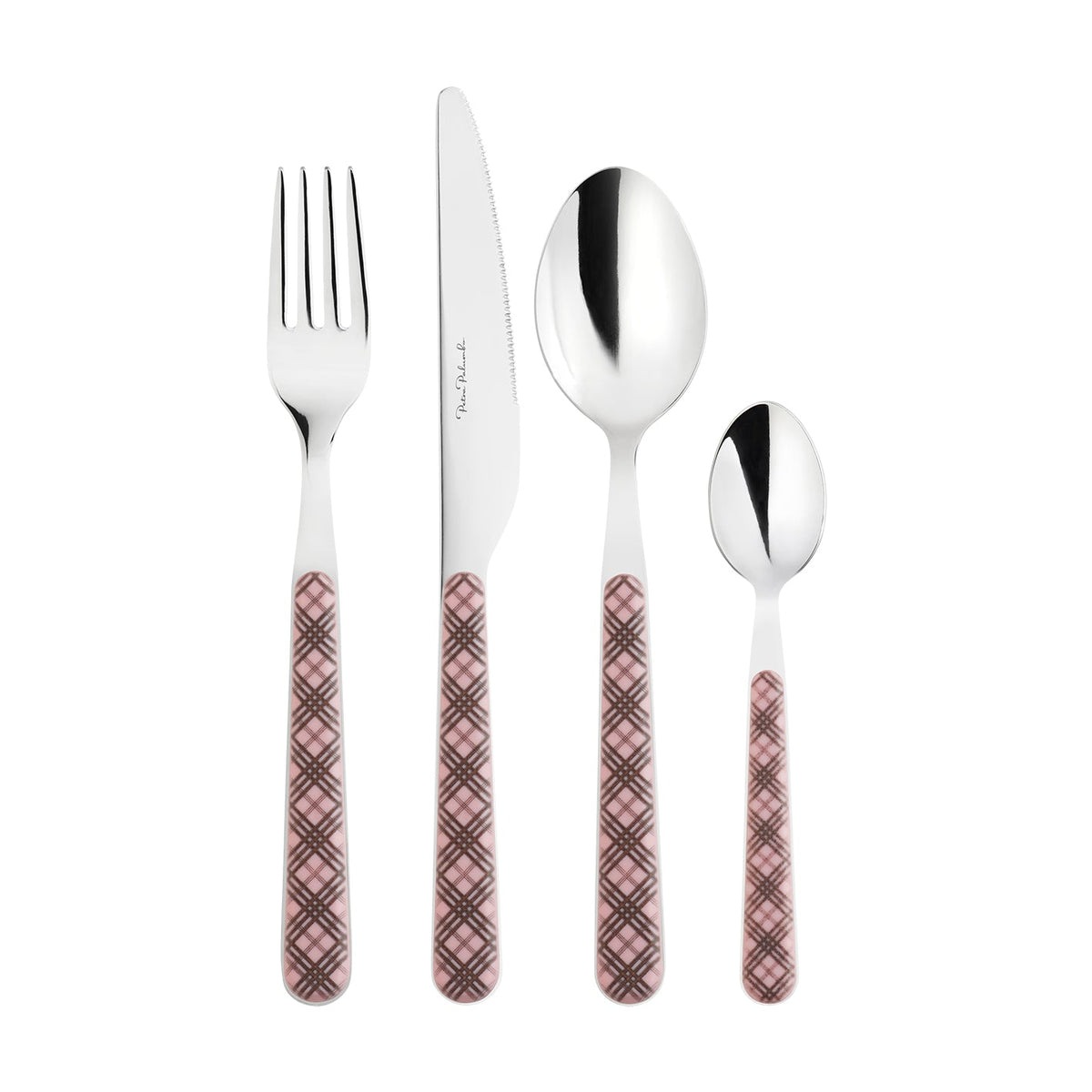 Tartan Cutlery in Pink, Set of 4