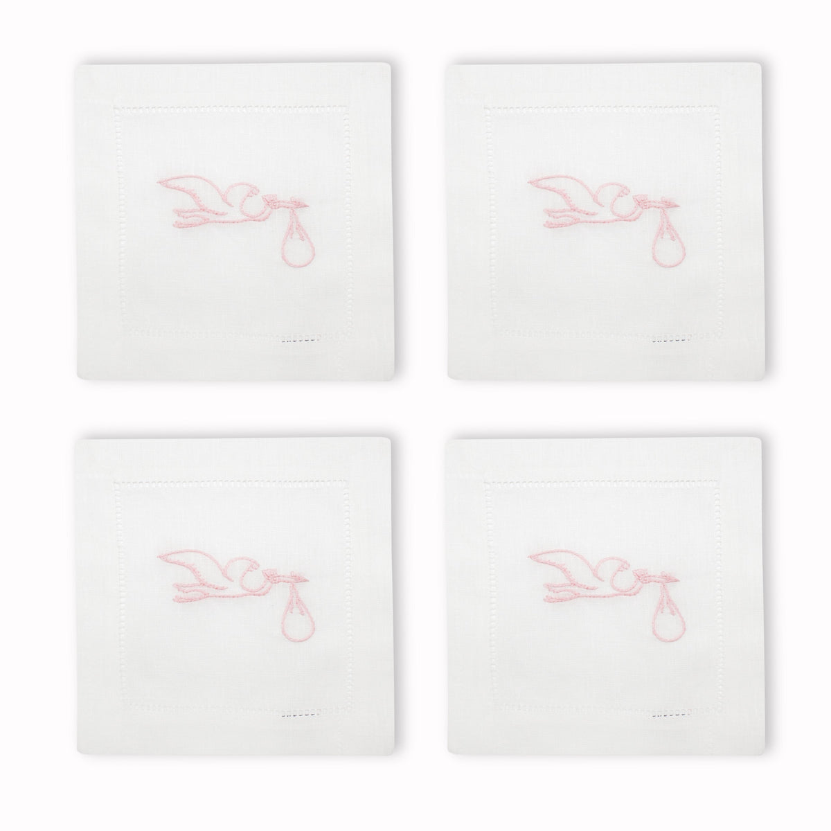 Stork Cocktail Napkins, Set of 4 Chefanie Pink 