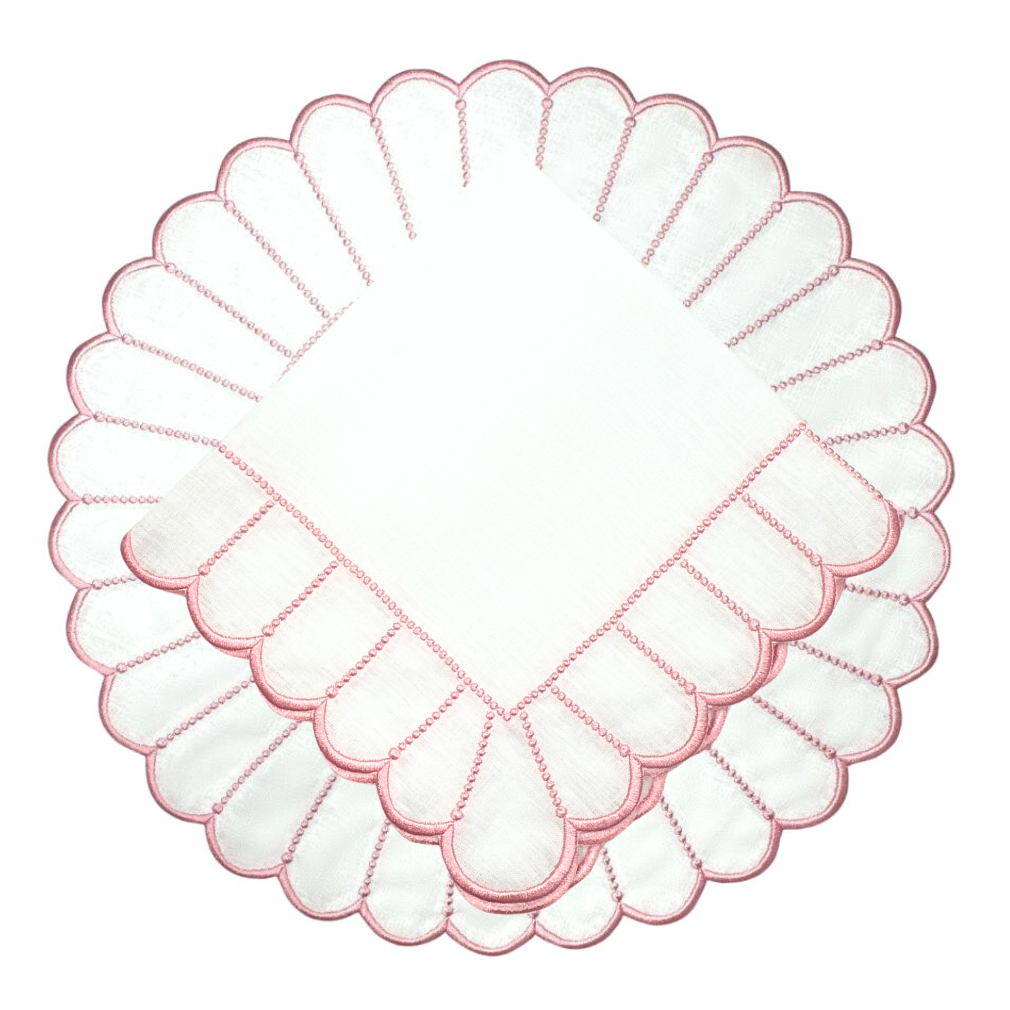 Studio Collection Pippa Napkin in White and Pink, Set of 4