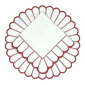 Studio Collection in Linen: Pippa Placemat in White/Red, Set of 4