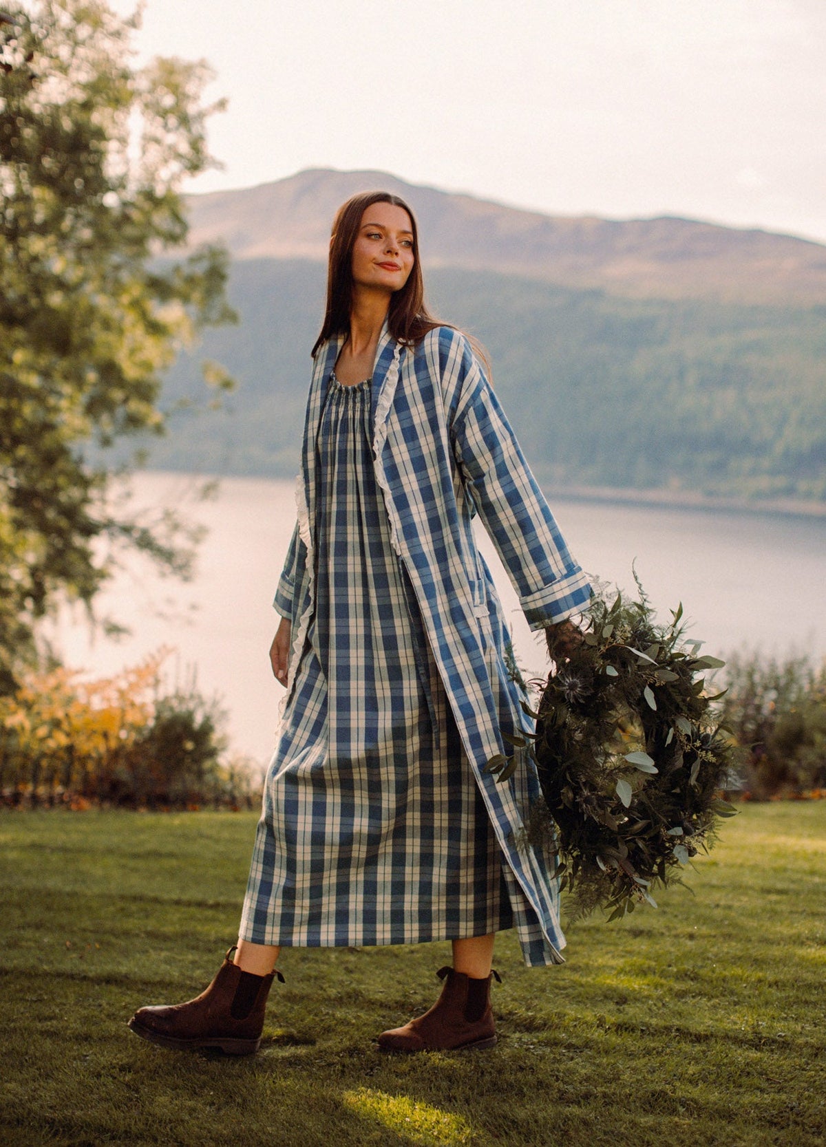 Pippy Dressing Gown in Coronet Blue Tartan