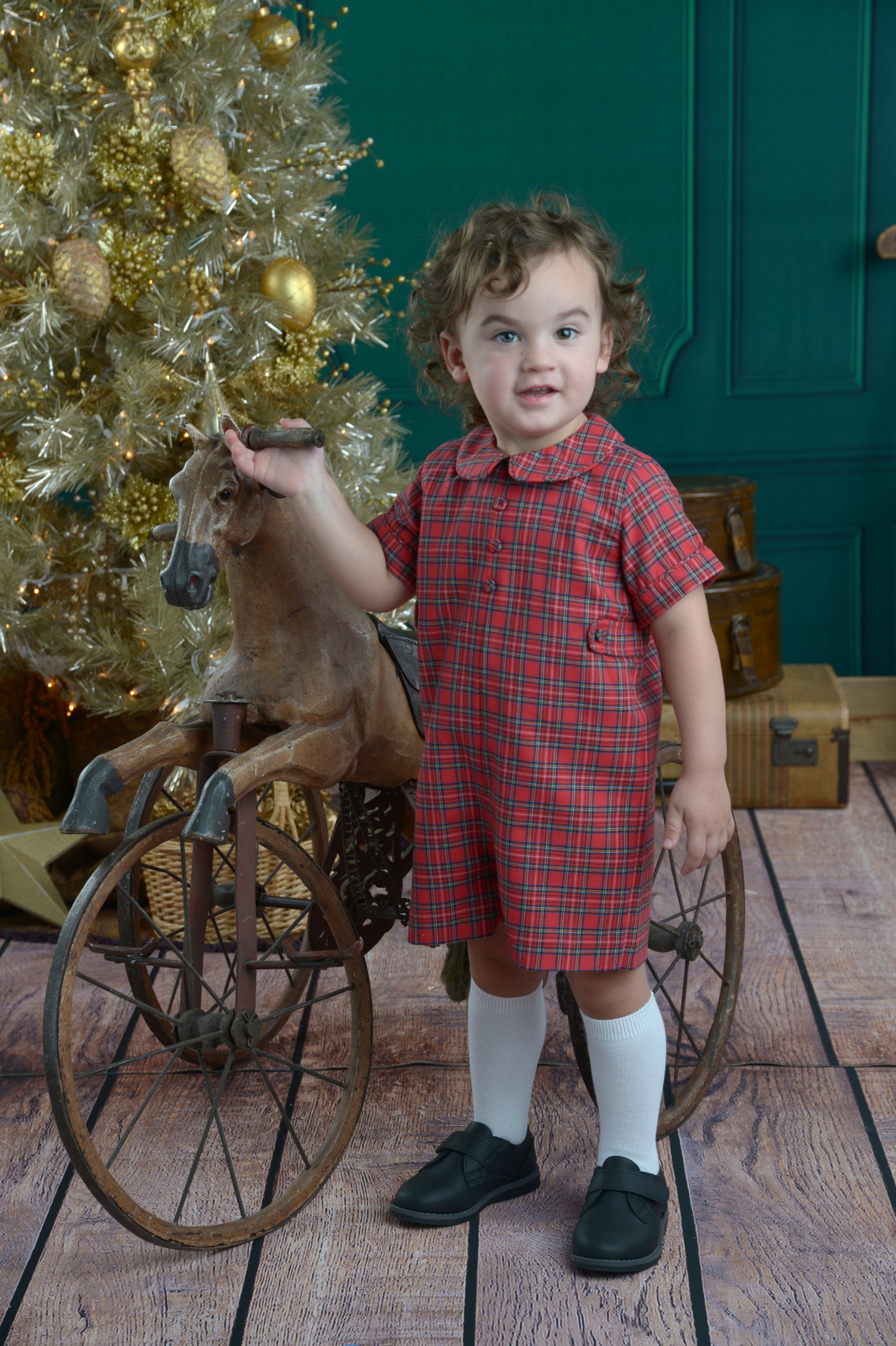 Boy's Christmas Plaid Romper